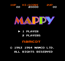 Mappy title screen for Famicom